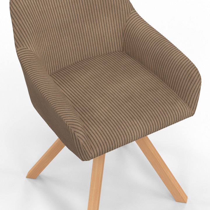 Set di 2 sedie da pranzo in velluto a coste color tortora - JANY | IdMarket