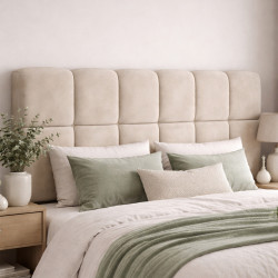 Testiera sospesa in velluto beige trapuntata 160 cm - NUAGE | IdMarket