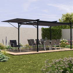 Tenda inclinabile e regolabile 250 x 150 cm per pergola retrattile grigio antracite | IdMarket