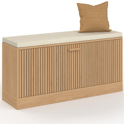 Panca da ingresso con doghe in legno di rovere - JULIETTE | IdMarket