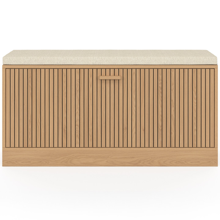 Panca da ingresso con doghe in legno di rovere - JULIETTE | IdMarket