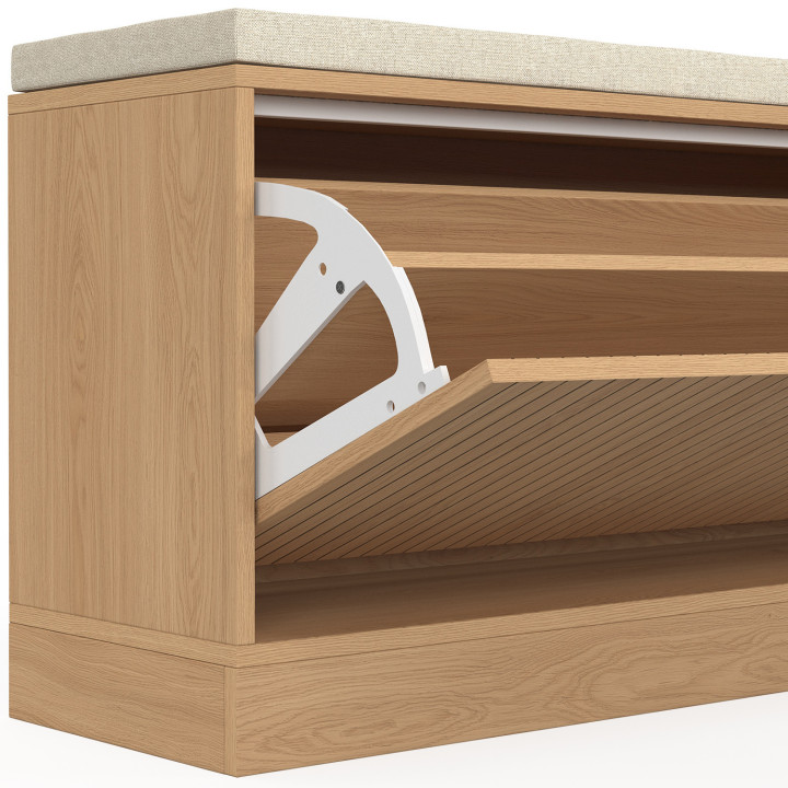 Panca da ingresso con doghe in legno di rovere - JULIETTE | IdMarket