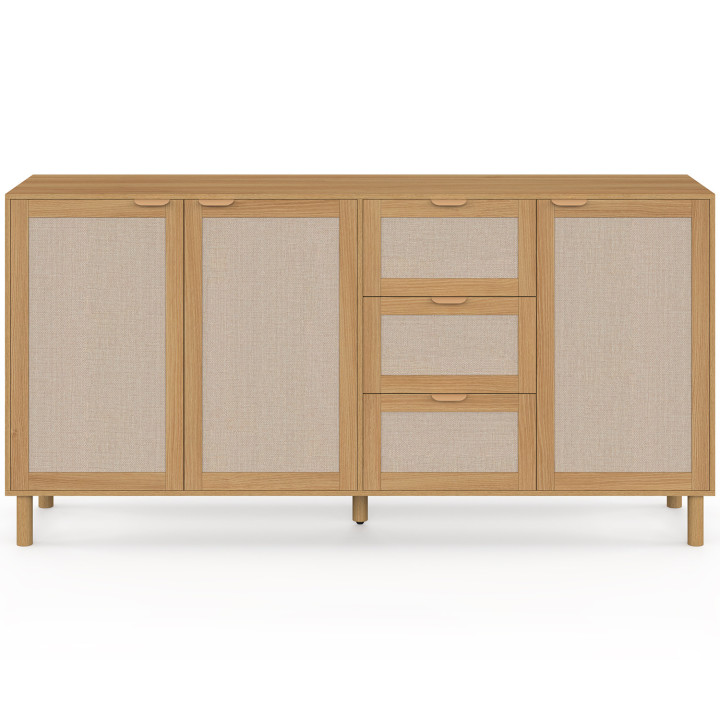 Credenza a 4 ante da 160 cm in legno ed effetto lino - ROBIN | IdMarket