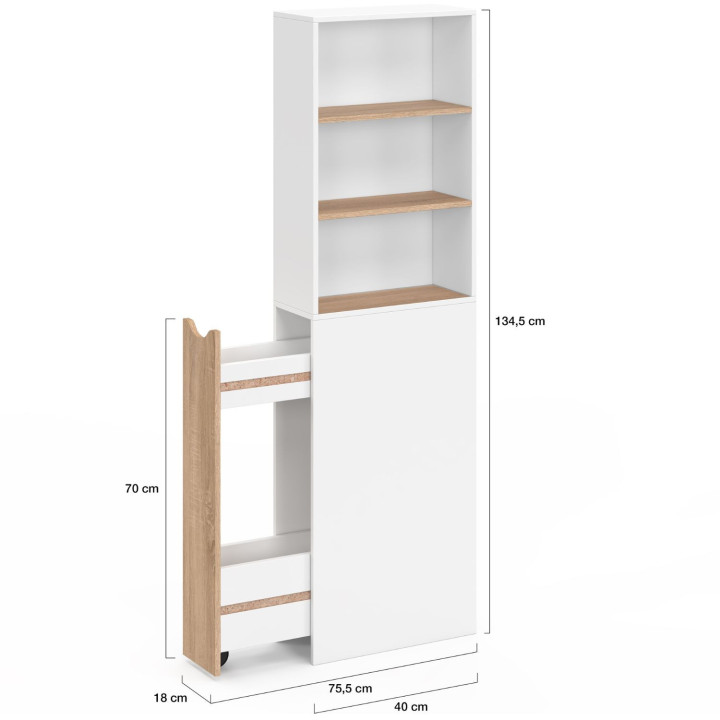 Mobile bagno a 2 livelli con cassetti e 3 ripiani - TOMI | IdMarket