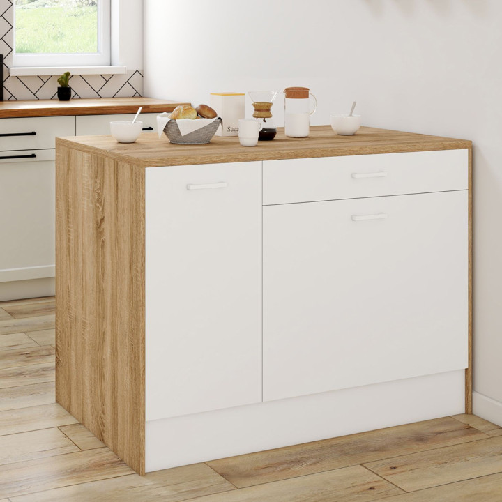 Mobile centrale Maxi in legno e bianco - LIO | IdMarket
