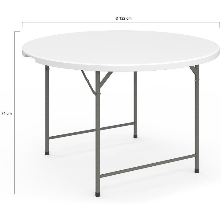 Tavolino pieghevole portatile, rotondo 122 cm, per il campeggio o l'intrattenimento, con copertura bianca | IdMarket