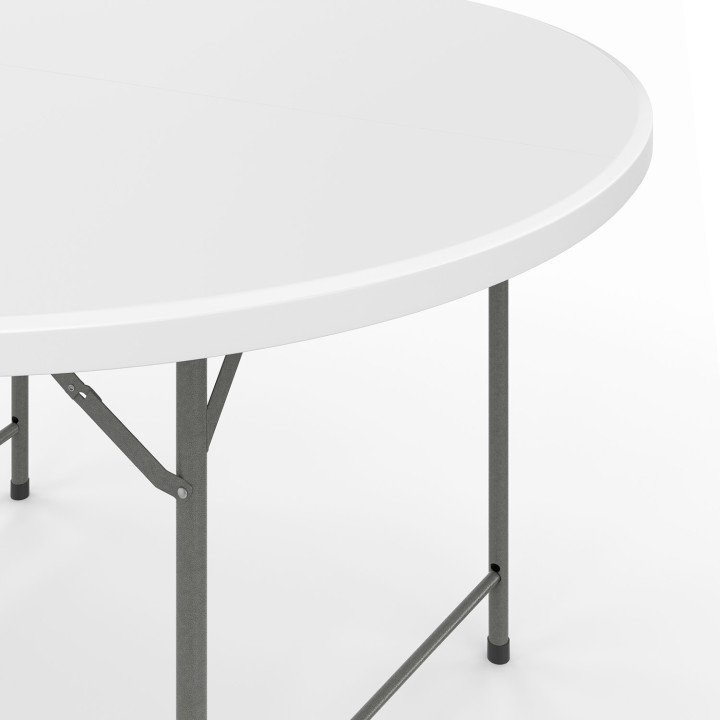 Tavolino pieghevole portatile, rotondo 122 cm, per il campeggio o l'intrattenimento, con copertura bianca | IdMarket