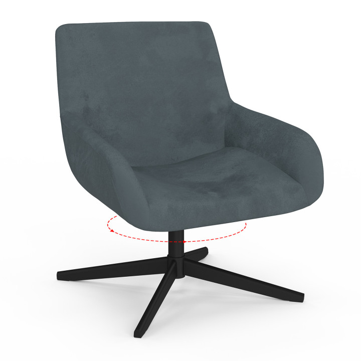 Poltrona girevole in velluto grigio con gambe nere - ALBUS | IdMarket
