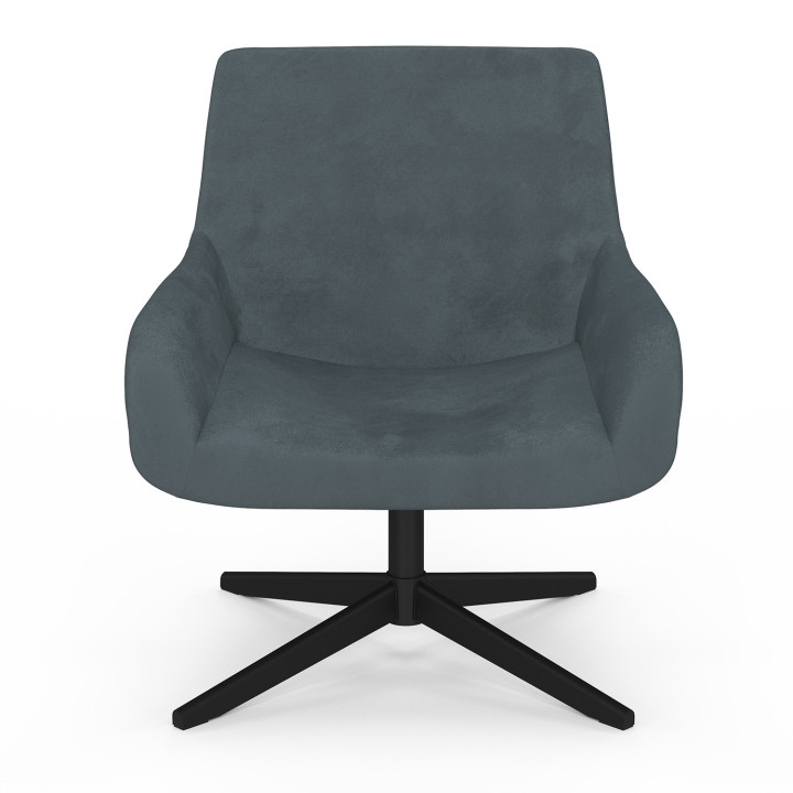 Poltrona girevole in velluto grigio con gambe nere - ALBUS | IdMarket