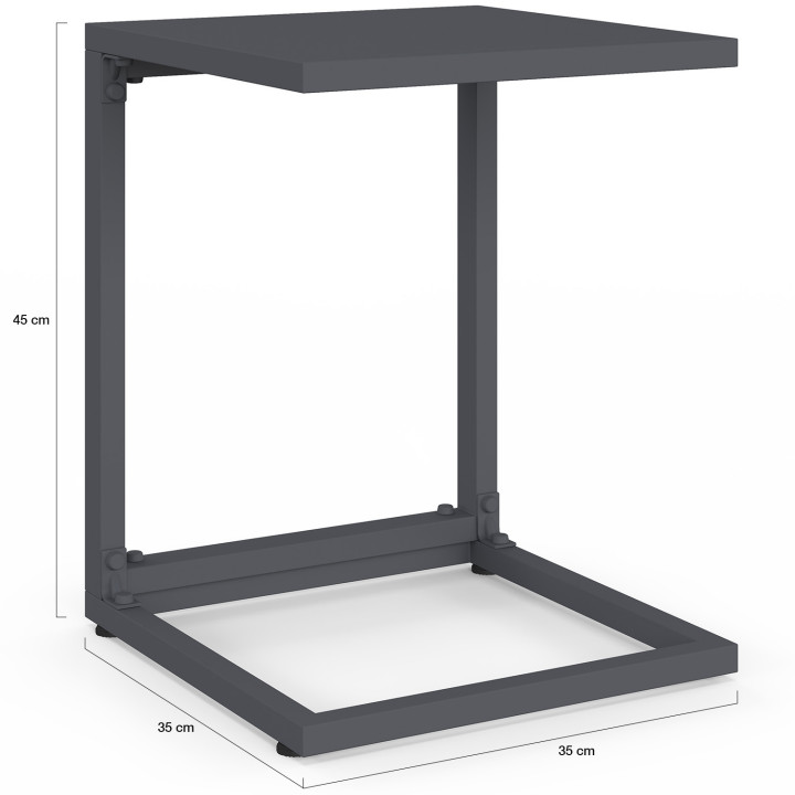 Set di 2 tavolini da giardino per sdraio e lettino, grigio antracite - PALMA | IdMarket