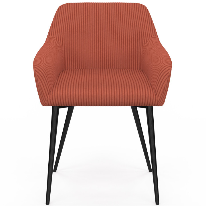 Set di 2 sedie e poltrone da pranzo JANY in velluto a coste color terracotta