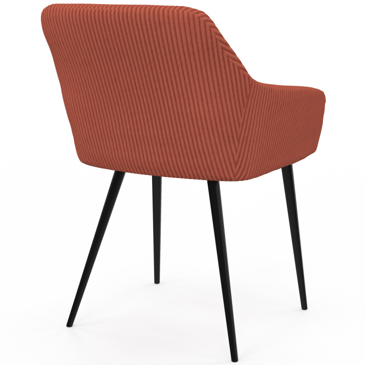 Set di 2 sedie e poltrone da pranzo JANY in velluto a coste color terracotta