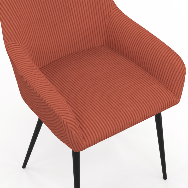 Set di 2 sedie e poltrone da pranzo JANY in velluto a coste color terracotta