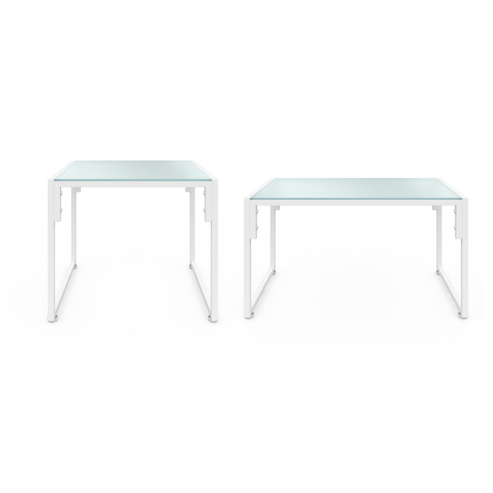 Set di mobili da giardino bassi a 6 posti in acciaio bianco con cuscini beige - NAIROBI | IdMarket