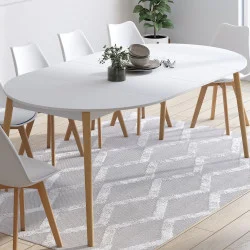 Tavolo da pranzo rotondo allungabile 4-10 persone gamba in legno bianco 110 - 200 cm - ANGELA | IdMarket