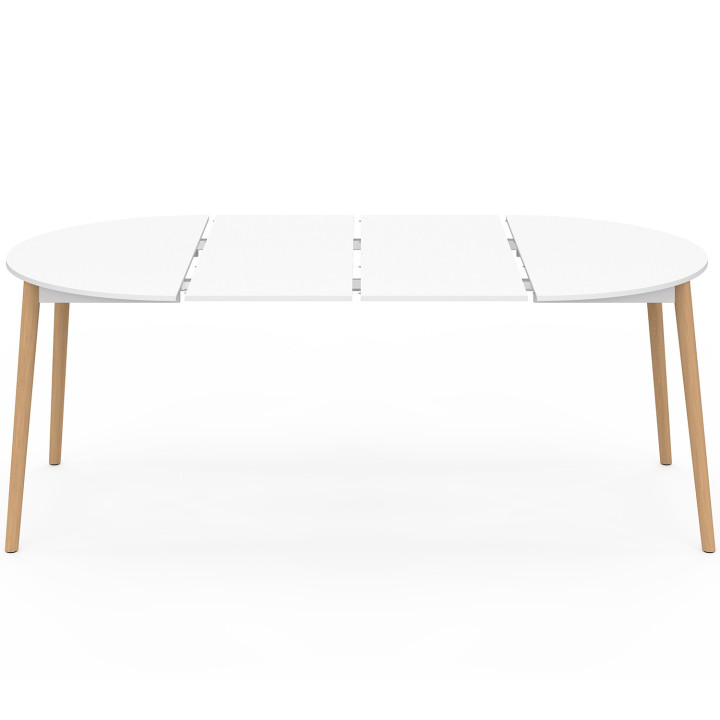 Tavolo da pranzo rotondo allungabile 4-10 persone gamba in legno bianco 110 - 200 cm - ANGELA | IdMarket