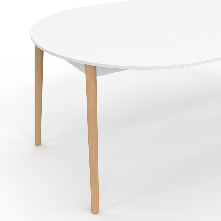 Tavolo da pranzo rotondo allungabile 4-10 persone gamba in legno bianco 110 - 200 cm - ANGELA | IdMarket