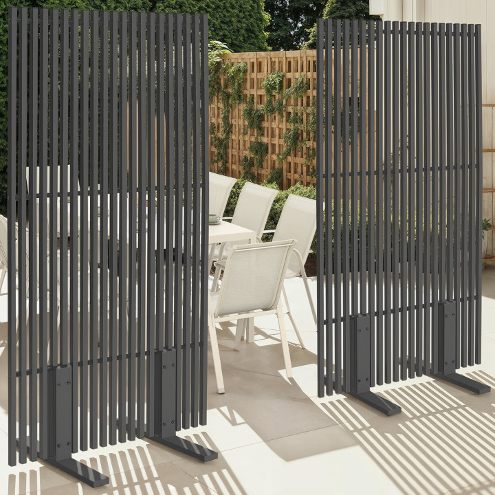 Set di 2 paraventi da esterno traforati, 80 x 150 cm, metallo grigio | IdMarket