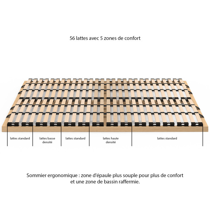 Rete con doghe regolabili - 5 zone comfort 140 x 190 cm | IdMarket
