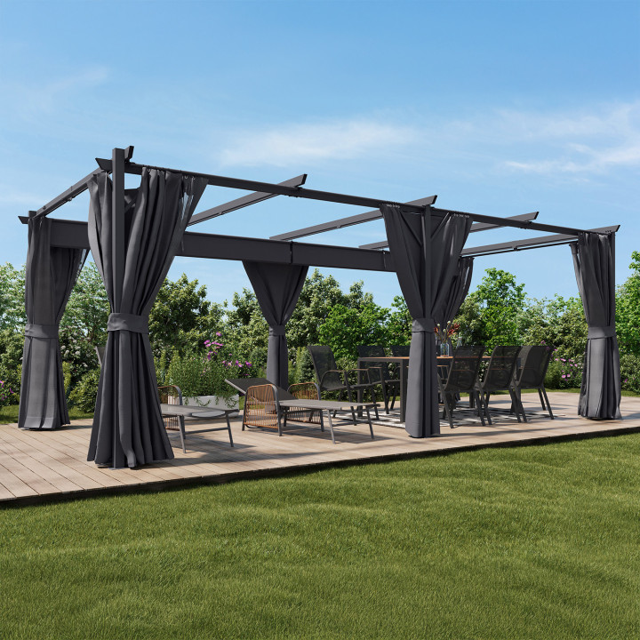 A buon mercato 3x6m grigio antracite tetto pergola retrattile | ID Market