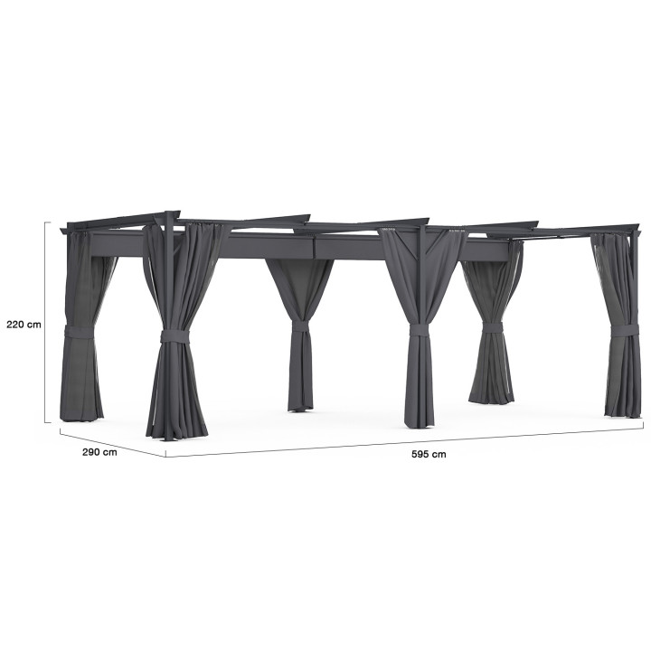 A buon mercato 3x6m grigio antracite tetto pergola retrattile | ID Market