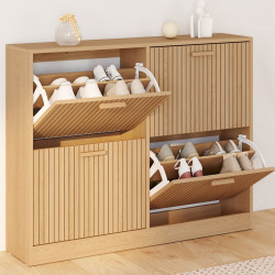 Scarpiera con 20 paia di scarpe, 4 ante a doghe in rovere - JULIETTE | IdMarket