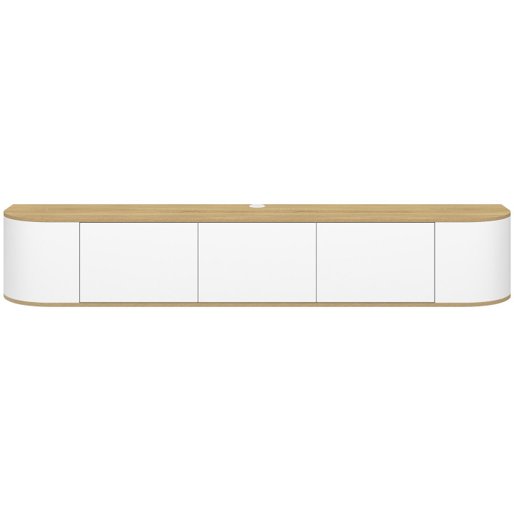 Mobile TV sospeso da 180 cm con 3 ante in legno e bianco - LEORA | IdMarket