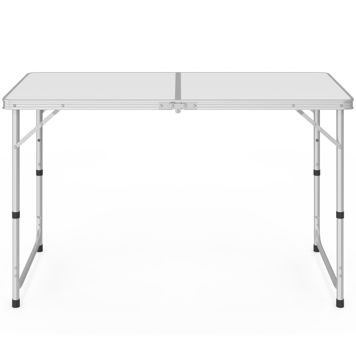 Tavolo da campeggio pieghevole ad altezza regolabile: grigio e bianco | ID Market