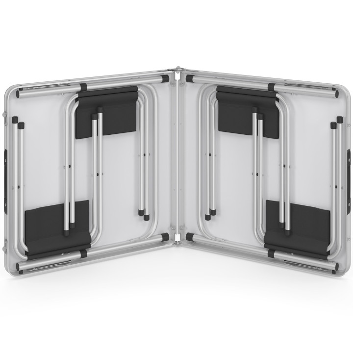 Tavolo da campeggio pieghevole regolabile in altezza da 120 cm e 4 sgabelli neri | IdMarket