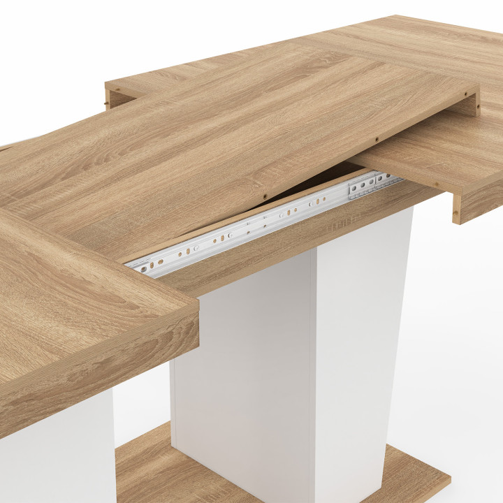 Tavolo da pranzo rettangolare allungabile 8-12 persone, legno e bianco 200-250 cm - ELIAD | IdMarket