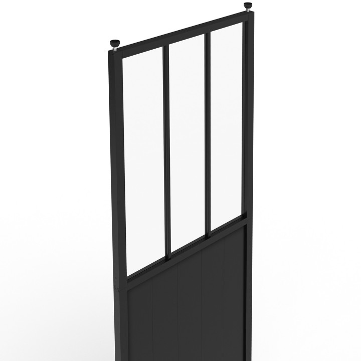 Divisorio da studio rimovibile 250 x 80 cm con effetto metallo nero e vetro temperato