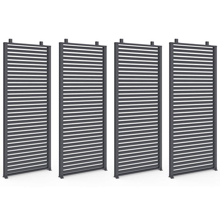 Pergola bioclimatica a lamelle orientabili in acciaio 3x4 M con lamelle orizzontali grigio antracite | IdMarket