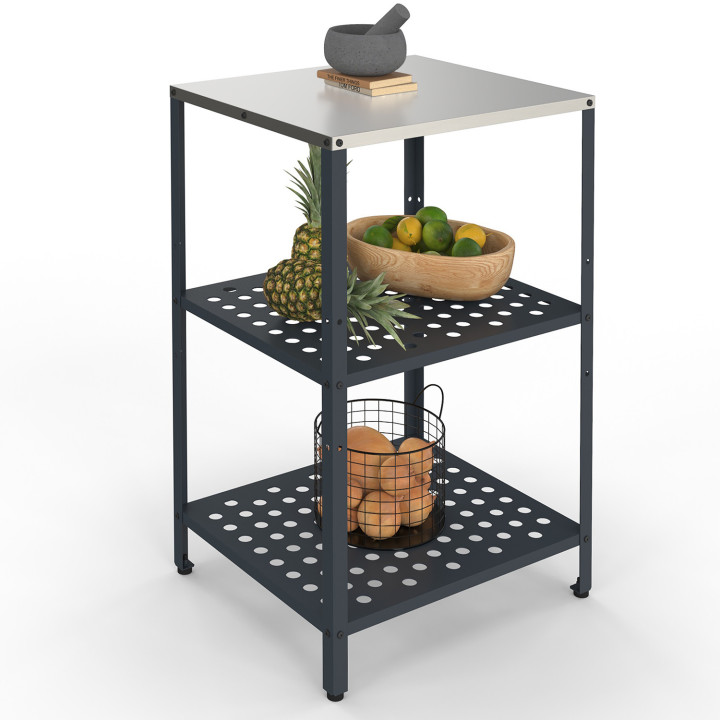 Cucina da esterno a 2 ripiani in acciaio grigio antracite - PAREO | IdMarket