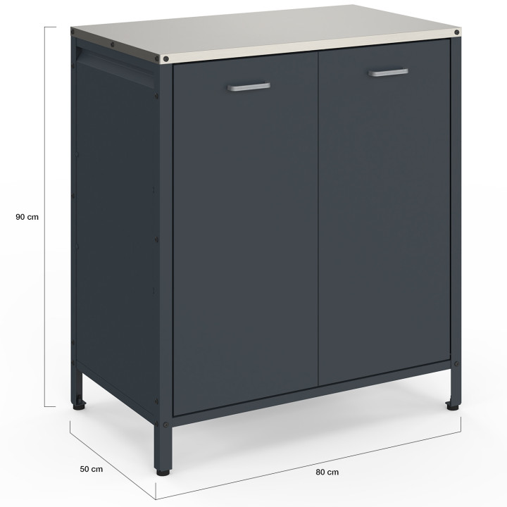 Cucina da esterno a 2 ante in acciaio grigio antracite - PAREO | IdMarket