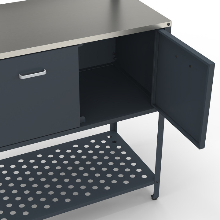 Cucina da esterno a 2 ante con 2 ripiani sospesi in acciaio grigio antracite - PAREO | IdMarket