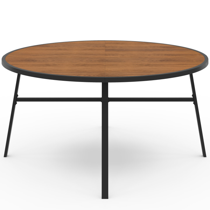 Set di mobili da giardino - Tavolo rotondo da 150 cm con piano in vetro temperato effetto legno e 8 sedie impilabili in legno e