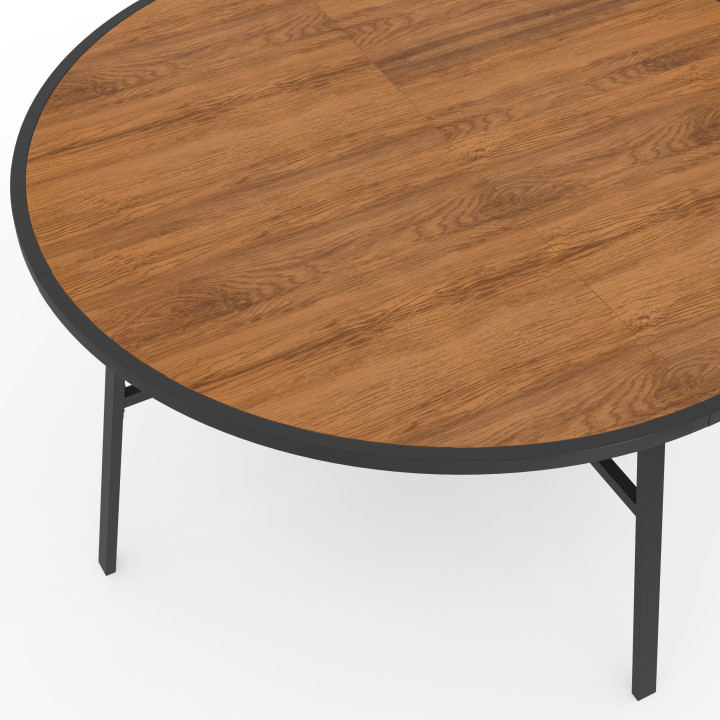 Set di mobili da giardino - Tavolo rotondo da 150 cm con piano in vetro temperato effetto legno e 8 sedie impilabili in legno e