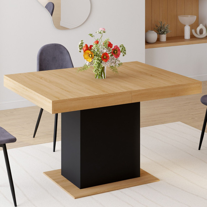 Tavolo da pranzo rettangolare allungabile 4-6 persone, legno e nero 120-160 cm - EDEN | IdMarket