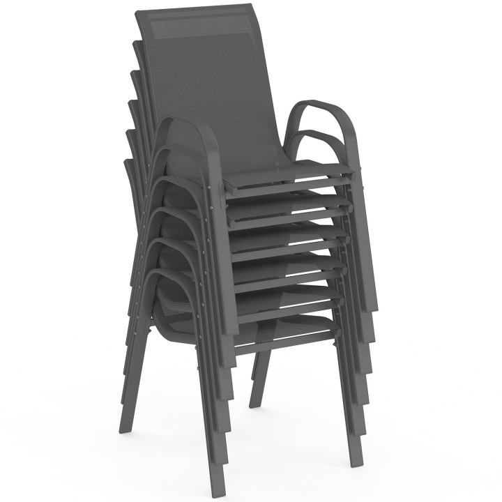 Set di mobili da giardino - tavolo rotondo da 150 cm e 8 sedie impilabili - grigio antracite