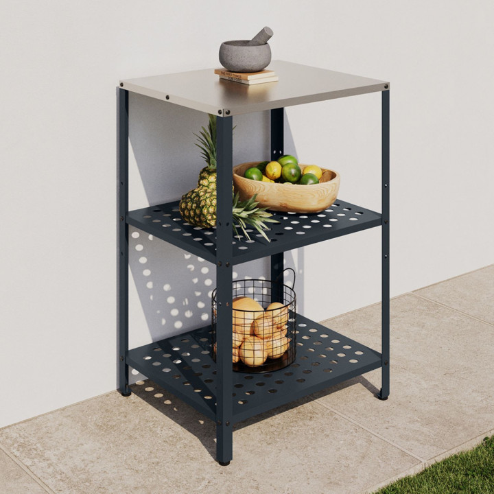 Cucina da esterno a 2 ripiani in acciaio grigio antracite - PAREO | IdMarket