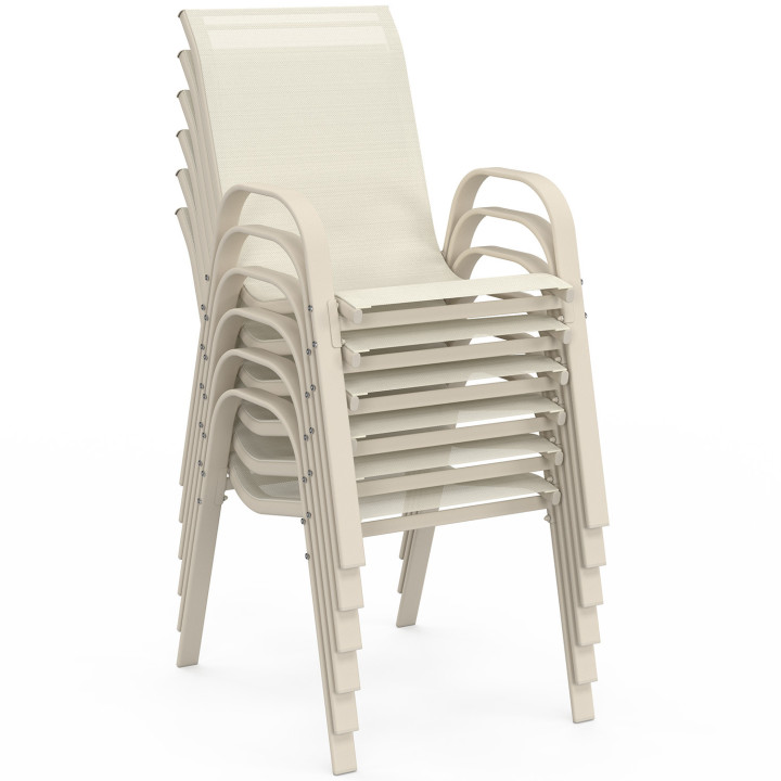 Set di mobili da giardino - tavolo da 190 cm e 8 sedie impilabili beige