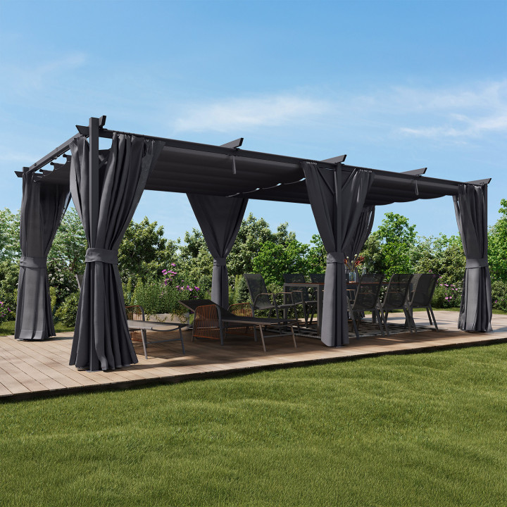 A buon mercato 3x6m grigio antracite tetto pergola retrattile | ID Market