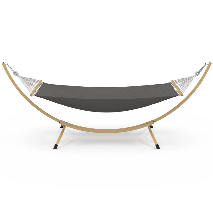 Amaca XL con supporto in metallo effetto legno e tela grigia | IdMarket