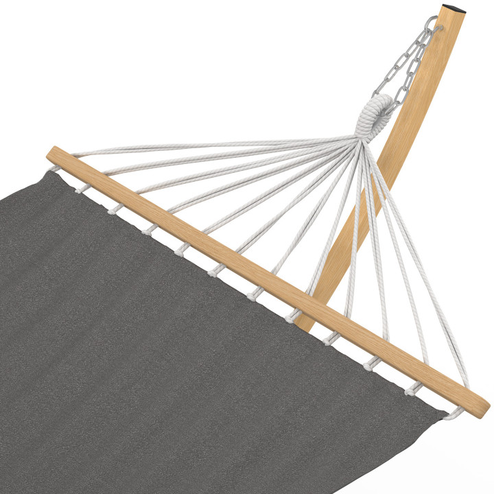 Amaca XL con supporto in metallo effetto legno e tela grigia | IdMarket