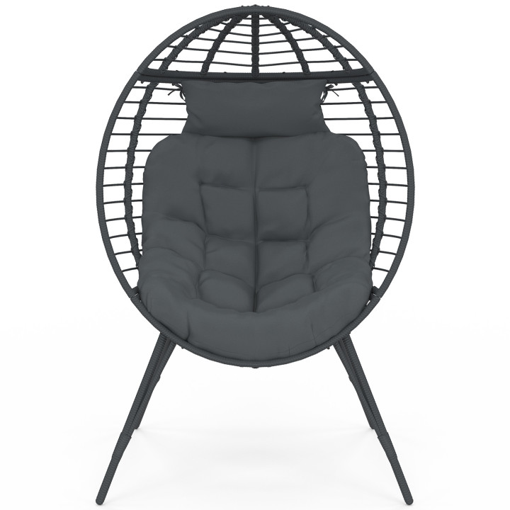 Poltrona traforata grigia con effetto rattan e cuscino grigio | IdMarket