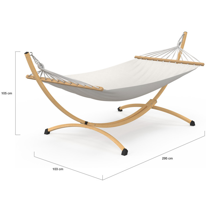 Amaca XL con supporto in metallo effetto legno e tela ecru | IdMarket