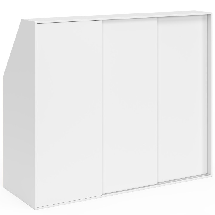Armadio inclinato 3 ante scorrevoli 3 livelli 130 x 50 x 70/110 cm bianco
