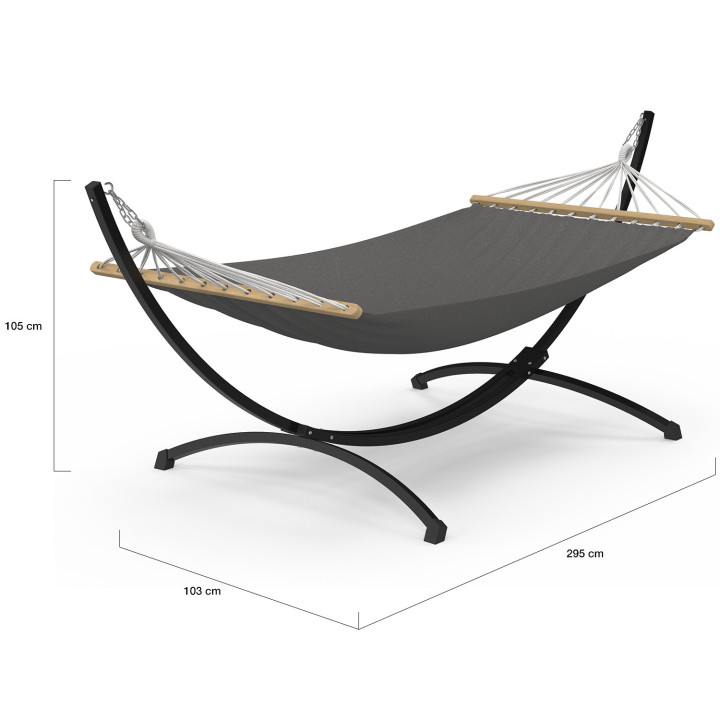 Amaca XL con supporto in metallo nero e tela grigio antracite | IdMarket