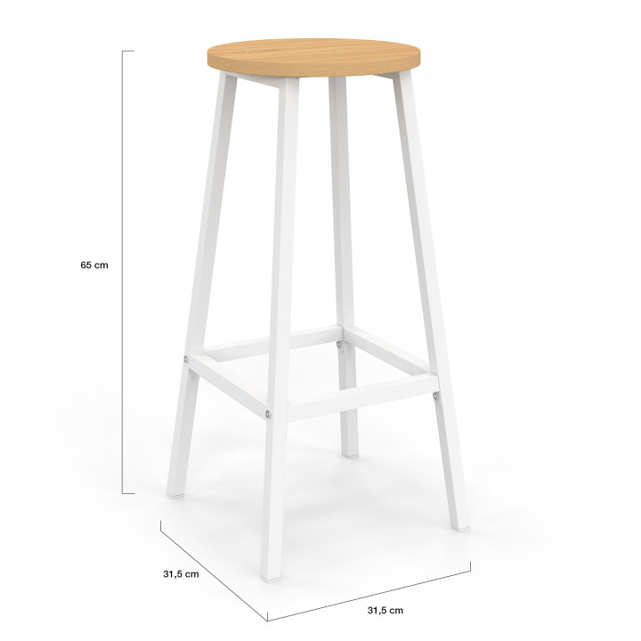 Set di tavolo da bar con isola e 2 sgabelli in legno bianco con piano in faggio - ACHILLE - ID Market