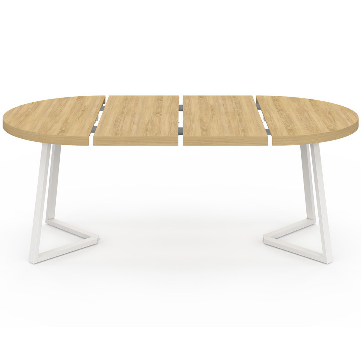 Tavolo da pranzo rotondo allungabile 4-10 persone in legno e bianco 110-200 cm - SELMA | IdMarket